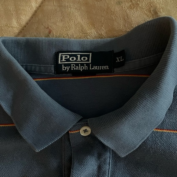 Polo by Ralph Lauren Men's Blue and Orange Striped Polo - Picture 8 of 8